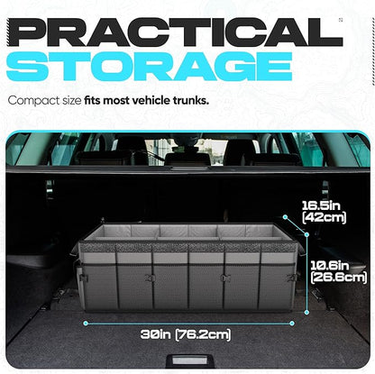 FORTEM Trunk Organizer with Cooler For SUV Car Trunk, Foldable Storage, Car Accessories for Women Men, Collapsible Bag, 600D Oxford, Non Slip Bottom, Straps, Soft Cover (105L)