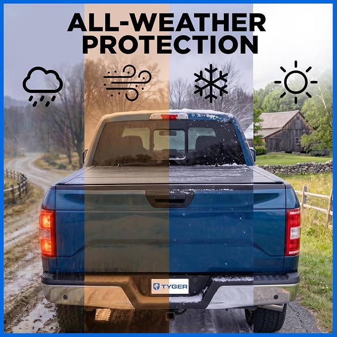 Tyger Auto T9 Flip-Up Low Profile Hard Alloy Tri-Fold Truck Bed Tonneau Cover Compatible with 2004-2014 Ford F-150 | 5.5' (67") Bed | TG-BC9F8010