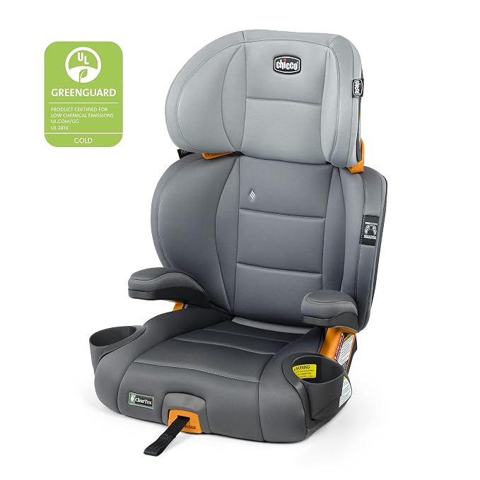 Chicco KidFit ClearTex Plus 2-in-1 Belt-Positioning Booster Car Seat, Backless and High Back Booster Seat, for Children Aged 4 Years and up and 40-100 lbs., Drift/Grey