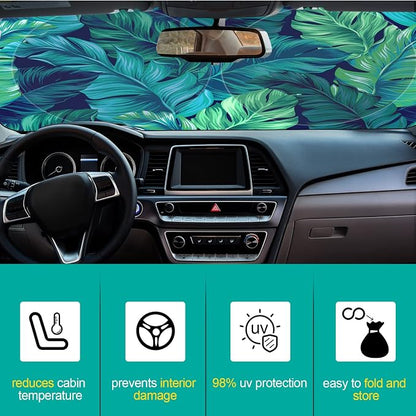 Windshield Sun Shade Foldable Car Front Window Covers for Car Accessories Sun Heat UV Rays Visor Protector Protection for Universal Cars SUV Truck(Leaf)