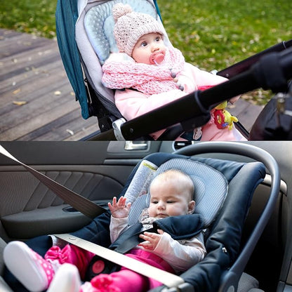 Infant Carseat Insert, 2-in-1 Reversible Baby Car Seat Cushion for Newborn Toddler Head & Body Support Car Seat Pad for Carseats, Strollers, Swings, Bouncers