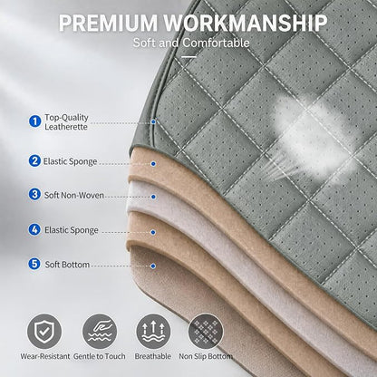 Car Seat Covers Compatible with Hyundai Elantra 2017-2025 2026 - Full Set 5 Seats Luxury Leather All-Weather Seat Cushions & Protectors, Waterproof & Breathable, Airbag Compatible (Gray)