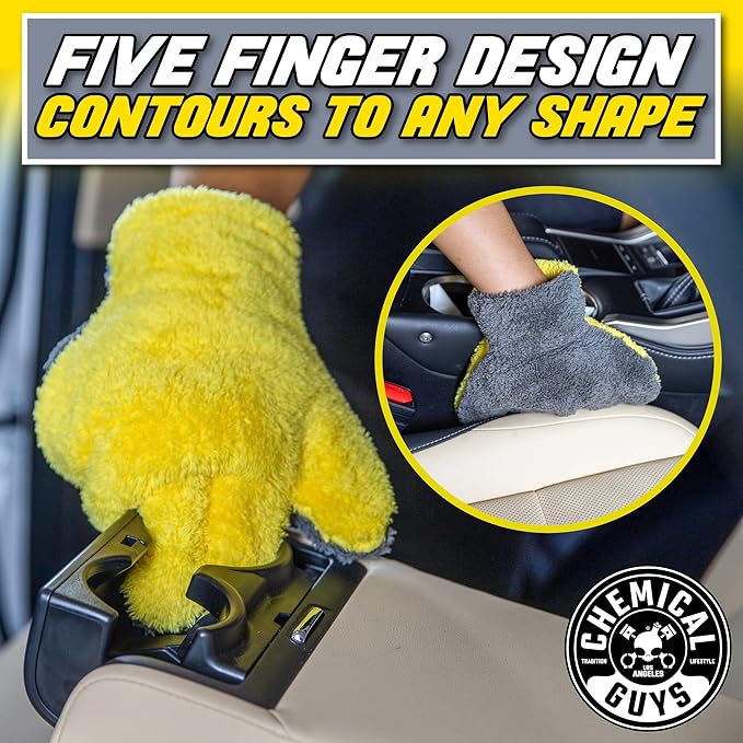 Chemical Guys MIC510 The Stranger Helpful Handy Car Wash Mitt - Yellow, Microfiber Towels for Detailing, Holds Tons of Soapy Suds, Flexible - Perfect for Car Cleaning (Pack of 12)