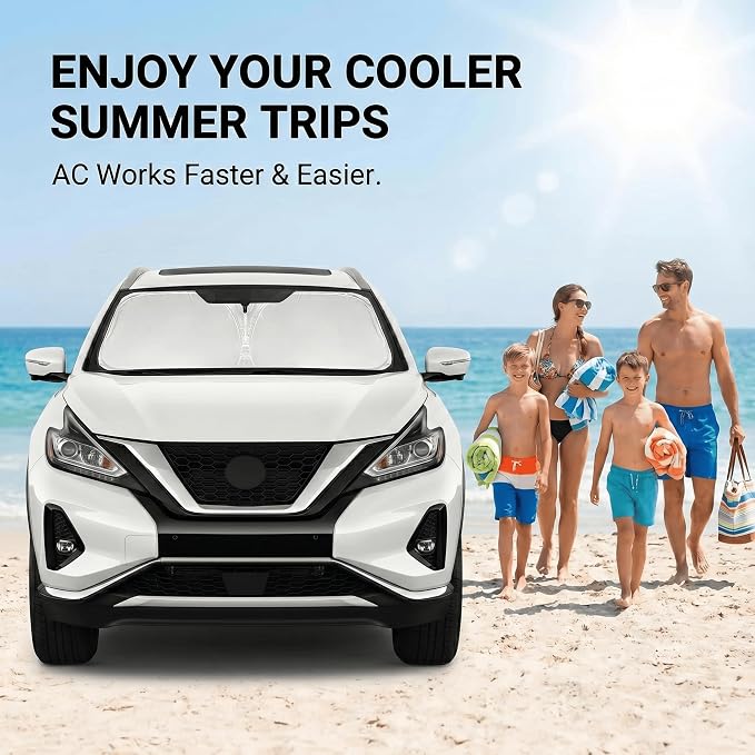 Windshield Sun Shade for Nissan Murano 2015-2024 Sunshade Front Window Shade Custom Fit Murano Accessories Sun Visor Foldable Shade Blocks UV Rays Accessories