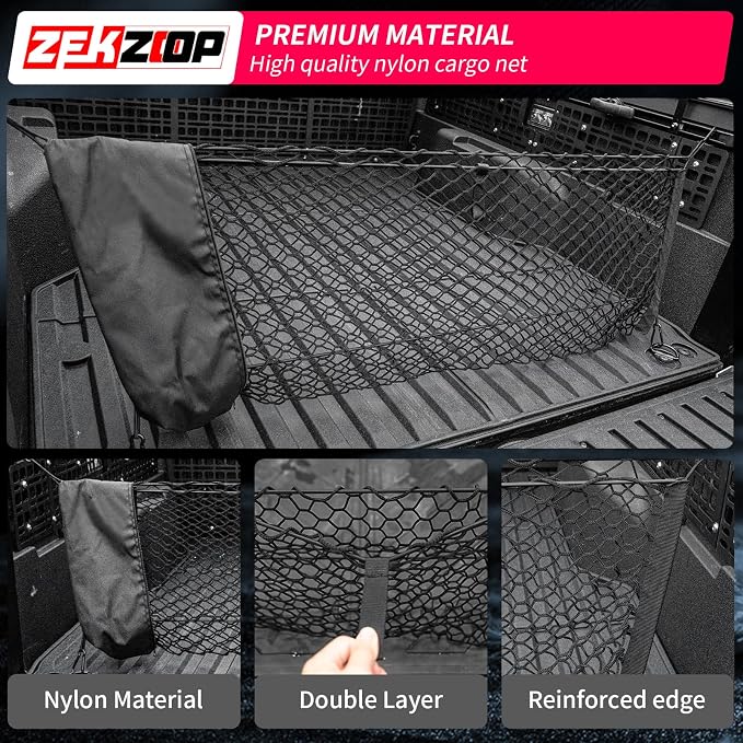 Cargo Net Compatible with 2024 2025 2026 Toyota Tacoma Envelope Style Truck Storage Net Dense Mesh with Free Storage Bags for 2025 Tacoma Exterior Accessories (4.1'×1.5')
