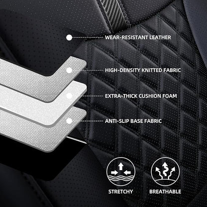 Custom Fit Sienna Seat Covers for 2021-2026 Toyota Sienna LE XLE 8-Passenger, Waterproof Faux Leather Full Set Airbag Compatible 3-Row Car Seat Protectors (Black)