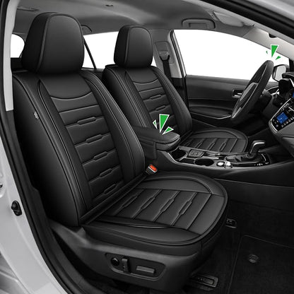 AOMSAZTO Corolla Front Car Seat Covers Custom Fit for Toyota Corolla 2020 2021 2022 2023 2024 2025 2026 LE/SE/XSE/L/FX/XLE Faux Leather Seat Covers with Interior Accessories(2 Seats,Black)