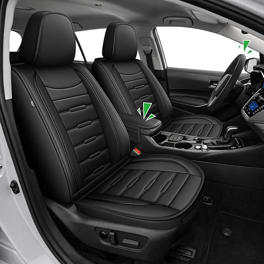 AOMSAZTO Corolla Front Car Seat Covers Custom Fit for Toyota Corolla 2020 2021 2022 2023 2024 2025 2026 LE/SE/XSE/L/FX/XLE Faux Leather Seat Covers with Interior Accessories(2 Seats,Black)