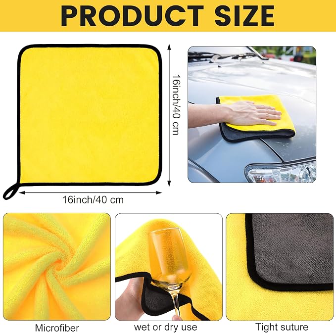 Tallew 80 Pcs Microfiber Towels:16"x16" Microfiber Drying Towels Bulk Micro Fiber Car Cleaning Cloth for Cars Drying Washing Polishing Office Windows Cleaning Household Supplies (Gray,Yellow)