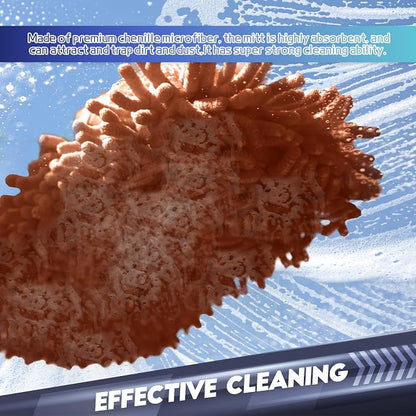 wuyaoyao 2PCS Car Wash Mitt, 10.14"×7.12" Chenille Microfiber Car Wash Mitts, Scratch-Free & Lint-Free, Absorbent Double Sided Clean Glove for Cars Cleaning, Auto Cleaning Supplies (Brown)