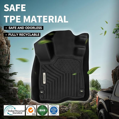 OEDRO Floor Mats Fit for 2017-2024 Nissan Titan/2016-2024 Titan XD Crew Cab with 1st Row Bucket Seat, TPE All Weather Custom Fit Floor Liners for Titan Accessories, 1st & 2nd Row Car Mats Set, Black