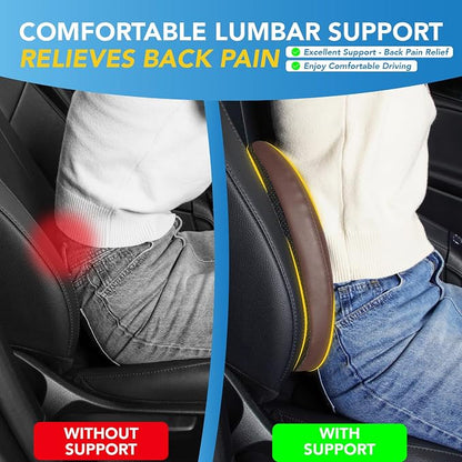Lofty Aim Lumbar Support Pillow for Car, Memory Foam Lumbar Pillow for Lower Back Pain Relief - Back Cushion for Driving, Chair Support for Car-Office Chair, Wheelchair - Brown