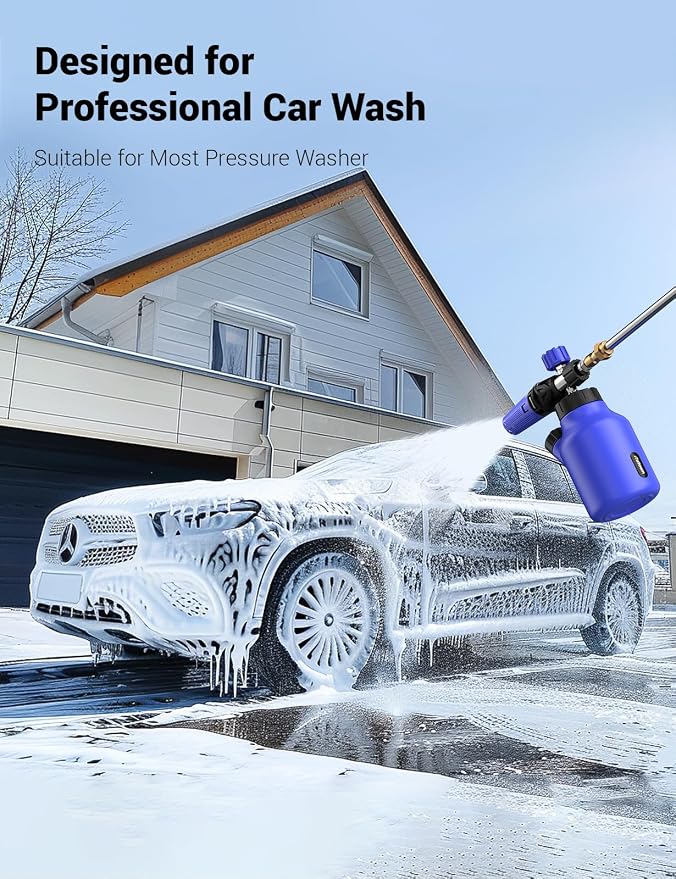 AUTOWN Foam Cannon for Pressure Washer, Foam Sprayer with 1/4 Inch Quick Connector for Safe Washing Car, Car Car Wash Foam Sprayer, Wide Neck, Adjustable Nozzle &1L Bottle