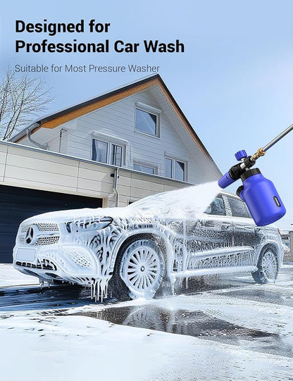 AUTOWN Foam Cannon for Pressure Washer, Foam Sprayer with 1/4 Inch Quick Connector for Safe Washing Car, Car Car Wash Foam Sprayer, Wide Neck, Adjustable Nozzle &1L Bottle