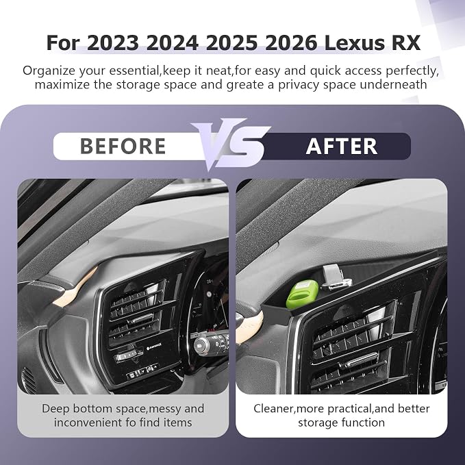 LUWU 2026 RX Dashboard Non-Slip Mat Compatible with 2023 2024 2025 2026 Lexus RX350/RX450/RX500 Accessories Silicone Protective Pad Liner Protective Pad Center Console Liner Mat Black