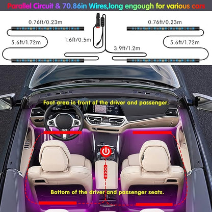 Interior Car Lights Keepsmile Car Accessories APP Control with Remote Music Sync Color Change RGB Under Dash Lighting with Charger 12V LED Lights Running Board Lights