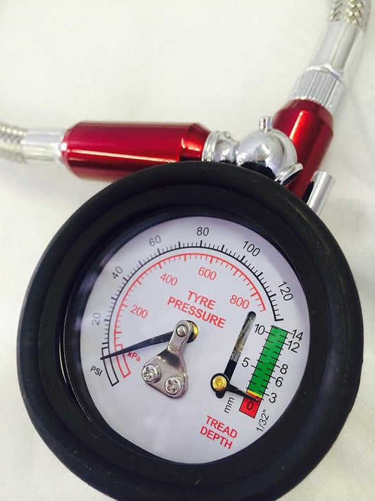 11105 2-in-1 Deluxe Extension Hose Tire Pressure Gauge with Thread Depth Function