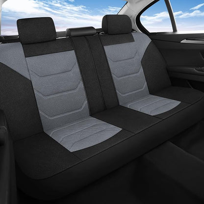 Pariiaotin 3D Air Mesh Car Seat Cover Full Sets Washable and Breathable Premium Cloth Automotive Vehicle Seat Covers for Cars Interior, Universal Fit for Most Cars, Sedan, Truck, SUV(Black/Gray)