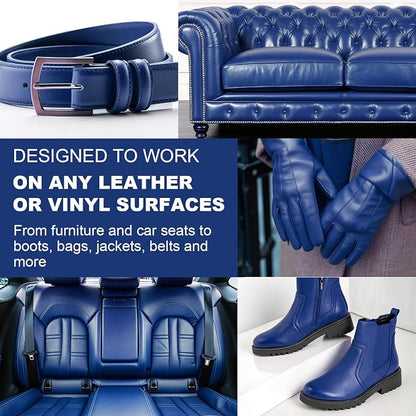 STARTSO WORLD Leather Recoloring Balm, Navy Blue Leather Repair Kit for Furniture, Leather Dye, Leather Color Restorer for Couches, Leather Couch Paint | Repair, Restore & Renew Old, Faded Leather