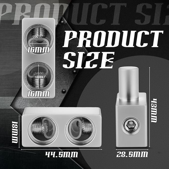 2 Pcs Car Audio Dual 1/0 Gauge to 1/0 Gauge Amp Input Reducers 1 Pair Car Audio Amp Input Wire Reducer for Easy Installation