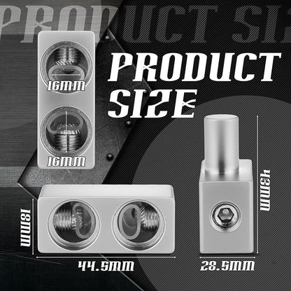 2 Pcs Car Audio Dual 1/0 Gauge to 1/0 Gauge Amp Input Reducers 1 Pair Car Audio Amp Input Wire Reducer for Easy Installation