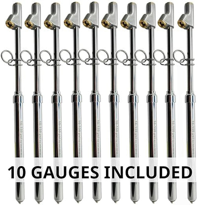 150 Psi Professional Semi Truck Tire Pressure Gauge and Dually Truck Air Gauges. for RV Tire Pressure, Cars, and Drivers with Bad Knees. Dual Head Chuck and Heavy Duty Design. 10 Gauges.