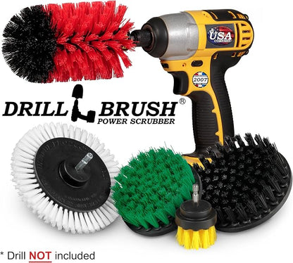 Drillbrush Multi-Surface Drill Brush Attachments Set for Car Interior, Bathroom, Flooring, Counters, Sinks, Siding, Garages, and More - Dishwasher Safe Drill Brush Car Detailing Kit Attachment Set