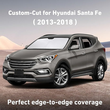 EcoNour Windshield Sunshade Compatible for Hyundai Santa Fe 2013-2016 2017 2018, Sun Visor for Front Windshield & Window Sun Shade Cover, UV Heat Blocker & Protector, Car Accessories