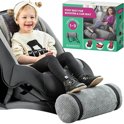 Swanoo, Car Seat Foot Rest for Kids Car Seat Accessories Leg Rest for Car Seat Kids Car Foot Rest with Extra Long Straps Adjusts to Any Carseat Or Toodlers Booster Seat by SWANOO, Grey, 1.0 Count