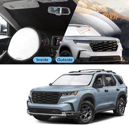 TINGLU Sun Shade for Honda Pilot SUV 2009-2015 Accessories Windshield Sun Shade Window Shade UV Rays Protection Sun Visor Cover with Steering Wheel Sunshade Storage Bag