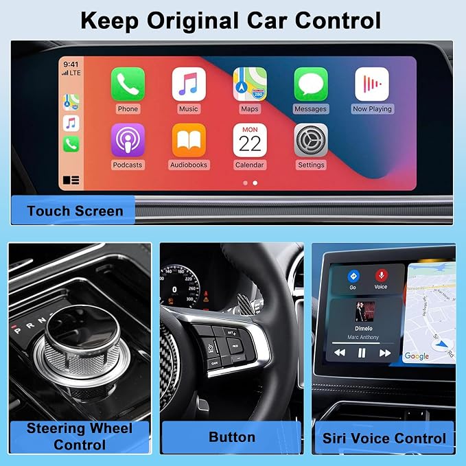 Wireless CarPlay Adapter for Apple - Convert Wired to Wireless, Plug & Play Dongle for iPhone & Factory Wired Cars - Fit Cars from 2016 and iOS 10+