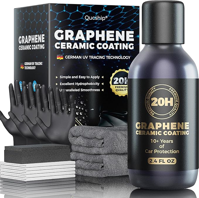 20H Advanced Nano Graphene Ceramic Coating for Cars 70ml (10+ Yrs Protection), Unique UV Technology & Extremely Hydrophobic Car Ceramic Coating Kit for Auto Detailing, Paint & Wheel Protection