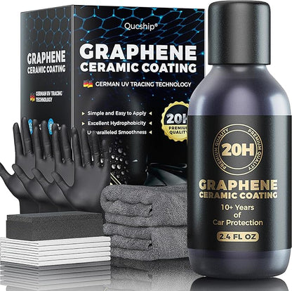 20H Advanced Nano Graphene Ceramic Coating for Cars 70ml (10+ Yrs Protection), Unique UV Technology & Extremely Hydrophobic Car Ceramic Coating Kit for Auto Detailing, Paint & Wheel Protection
