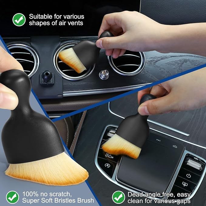 Fitosy Car Interior Duster Detail Brushes, Soft Bristles Brush Car Accessories for Cleaning Dashboard Air Vent Crevice, Detailing Dusting Tool Kit for Auto Truck SUV RV