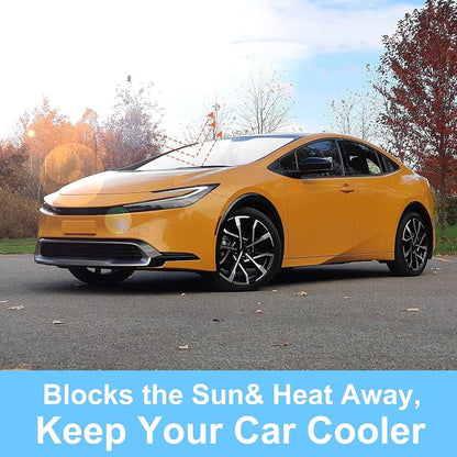 TINGLU Sun Shade for Toyota Prius 2023-2025 2026 Accessories Windshield Sun Shade Window Shade UV Rays Protection Sun Visor Cover with Steering Wheel Sunshade Storage Bag