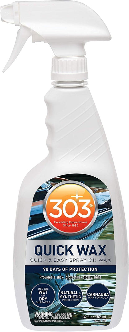 303 Marine Quick Wax for Fiberglass & Gelcoat, 32 oz | Enhances shine and gloss on fiberglass and gelcoat surfaces with an easy spray-on formula.