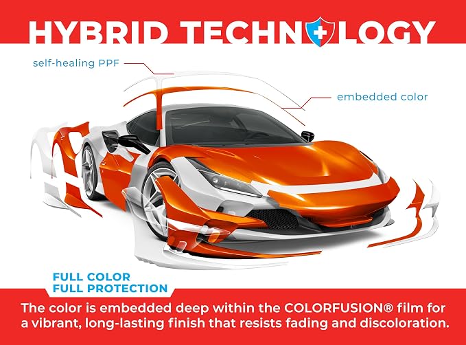 ColorFusion PPF by VViViD, Gloss Flame Orange Dry Apply PPF Vinyl Car Wrap Roll 20ft x 5ft