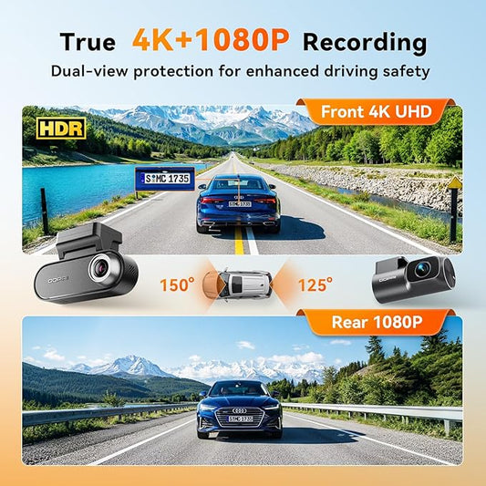 DDPAI Dash Cam Front and Rear 4K+1080P, Dash Camera for Cars with Built-in 32GB eMMC & Dual Storage, HDR, WiFi 6, GPS, AI Night Vision, 72H Radar Parking Mode, ADAS, Loop Recording, N5 Dual 2026
