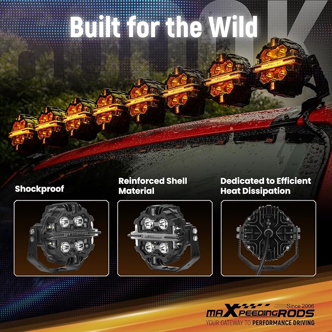 maXpeedingrods 5" LED Off Road Lights 212W 25440LM, Round Fog Light with 7 RGB Colors, Side Shooter Lights 270°Wide Range, LED Light Bar for SUV, Pickup, ATV, UTV, Truck, Motorcycle