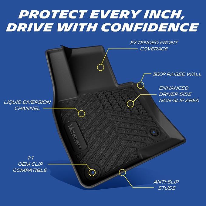 Michelin Vehicle Mats, All-Weather TPE Custom Fit Liner for 2017-2025 Mazda CX-5 (3 Piece), Premier