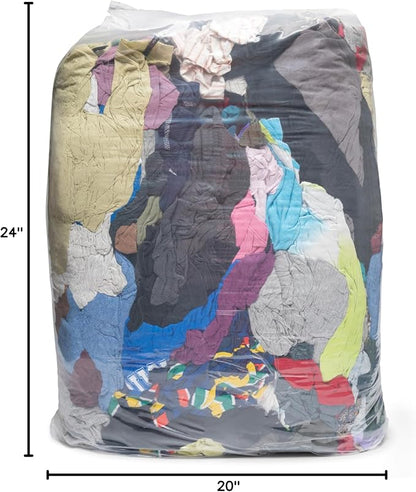 Buffalo Industries (10085PB) Recycled Multicolored T-Shirt Cloth Rags, 50 lb. bag, All-Purpose Rag for Cleaning, Paint Spills and Cleanup, Staining, Polishing, Dusting, Made from Recycled Materials