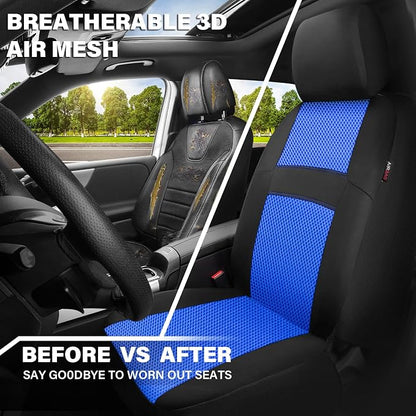 CAR PASS Car Seat Covers Front Seats Only, 3D Air Mesh Car Seat Cover with 5mm Composite Sponge Inside,Airbag Compatible Universal Fit SUV,Vans,sedans, Trucks, Automotive Interior Covers(Black Blue