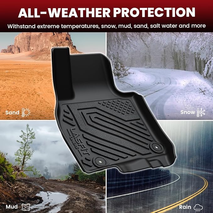 LASFIT Floor Mats & Backrest Mats & Cargo Mats for Mazda CX-90/CX-90 PHEV 2026 2025 2024 7 Seats (Only Fit 3rd Row 60/40 Split-Bench Seats) All Weather TPE Custom Fit Car Liners for CX-90/CX-90 PHEV