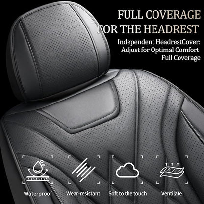 Car Seat Covers Compatible with Hyundai Tucson 2010-2025 2026- Full Set 5 Seats Luxury Leather All-Weather Seat Cushions & Protectors, Waterproof & Breathable, Airbag Compatible (Black)