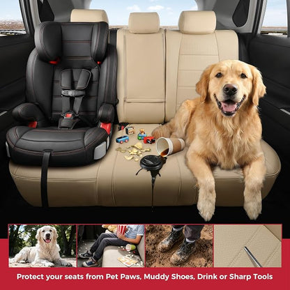 FREESOO RAV4 Seat Covers Full Set Custom Fit for Toyota Rav4 2021-2024 Prime SE,XSE & 2019-2025 Hybrid/PHEV SE,XSE Faux Leather Car Seat Cover, Airbag Compatible, Beige