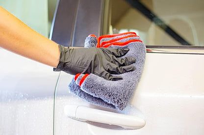 Maxshine Universal 600GSM Gray Ultimate Crazy Microfiber Towel with Red Silk Border (40×40cm), 3PCS/Pack – Great for Fast Car Washing and Drying, Scratch Free, Long Service Life