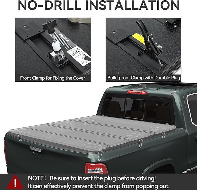 AUTOSAVER88 Hard Quad Fold Truck Bed Tonneau Cover Fit for Dodge Ram 1500 2002-2026 (Classic & New), Fits for Dodge Ram 2500 3500 2003-2026 with 6.4ft Bed Without Rambox