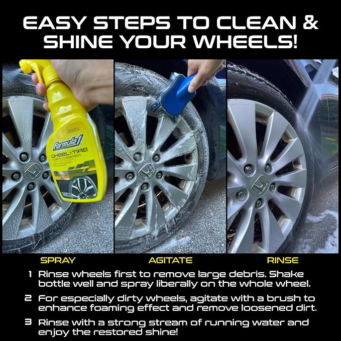 Formula 1 Wheel & Tire Cleaner - Removes Brake Dust and Dirt, Quickly Shines Rims & Tires, Safe for All Cars, Trucks, and Motorcycles (23 oz)
