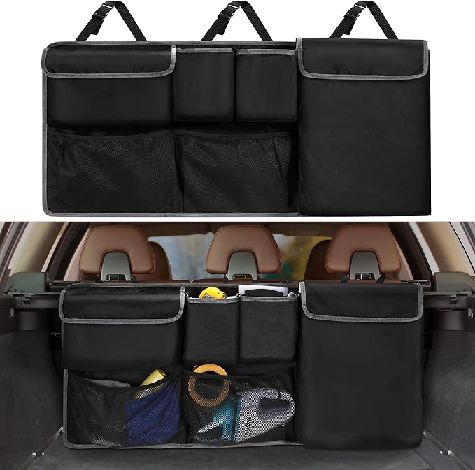 XHRING Car Trunk Organizer Storage Backseat Hanging Organizer Bag for Chevy/Chevrolet Equinox Traverse Trax Tahoe Trailblazer Blazer Suburban LS LT LTZ Premier SUV Accessories 2000-2025 2026