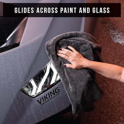 VIKING V+ Premium Microfiber Towel for Car Drying, Twisted Loop, Soft and Super Absorbent, Thick 1200gsm Towel for Car Detailing Kit, Grey, 24 Inch x 36 Inch, 1 Pack
